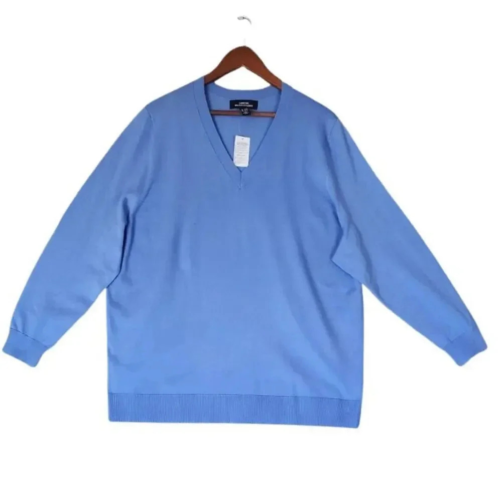 NWT Lands' End Outfitters Sweater Women Size 2X Blue Acrylic Long Sleeve Jumper